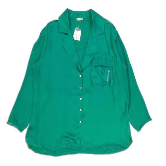 NWT Free People Intimately Like Honey Pj Shirt Dress Meadow Green Lounge Pajama - Picture 1 of 9